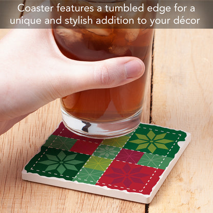 Thirstystone Quilted Snowflakes Single Tumbled Tile Coaster Manufactured in The USA Decorative, Stylish, Craft Your Own Collection