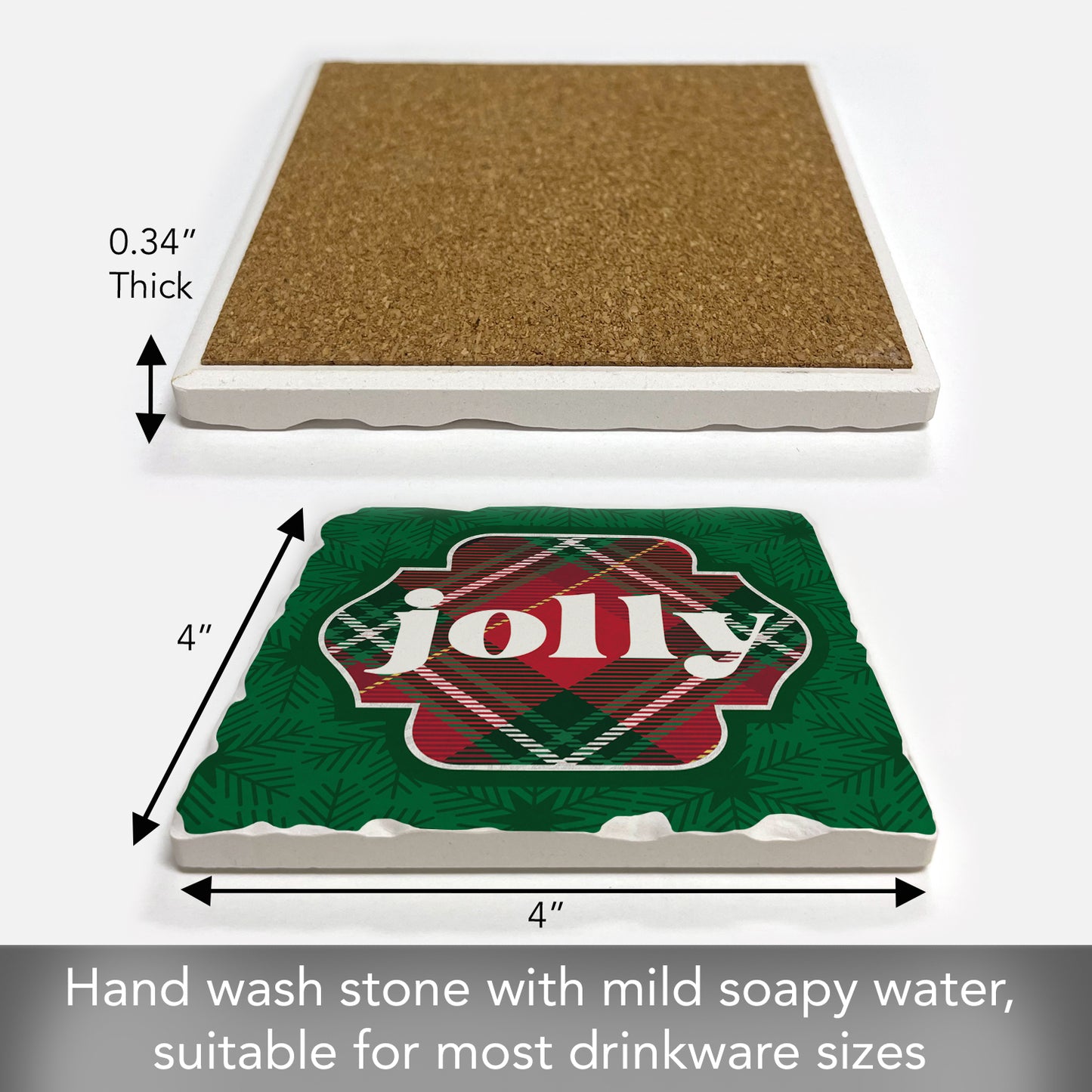 Thirstystone Plaid Jolly Single Tumbled Tile Coaster Manufactured in The USA Decorative, Stylish, Craft Your Own Collection