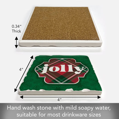 Thirstystone Plaid Jolly Single Tumbled Tile Coaster Manufactured in The USA Decorative, Stylish, Craft Your Own Collection