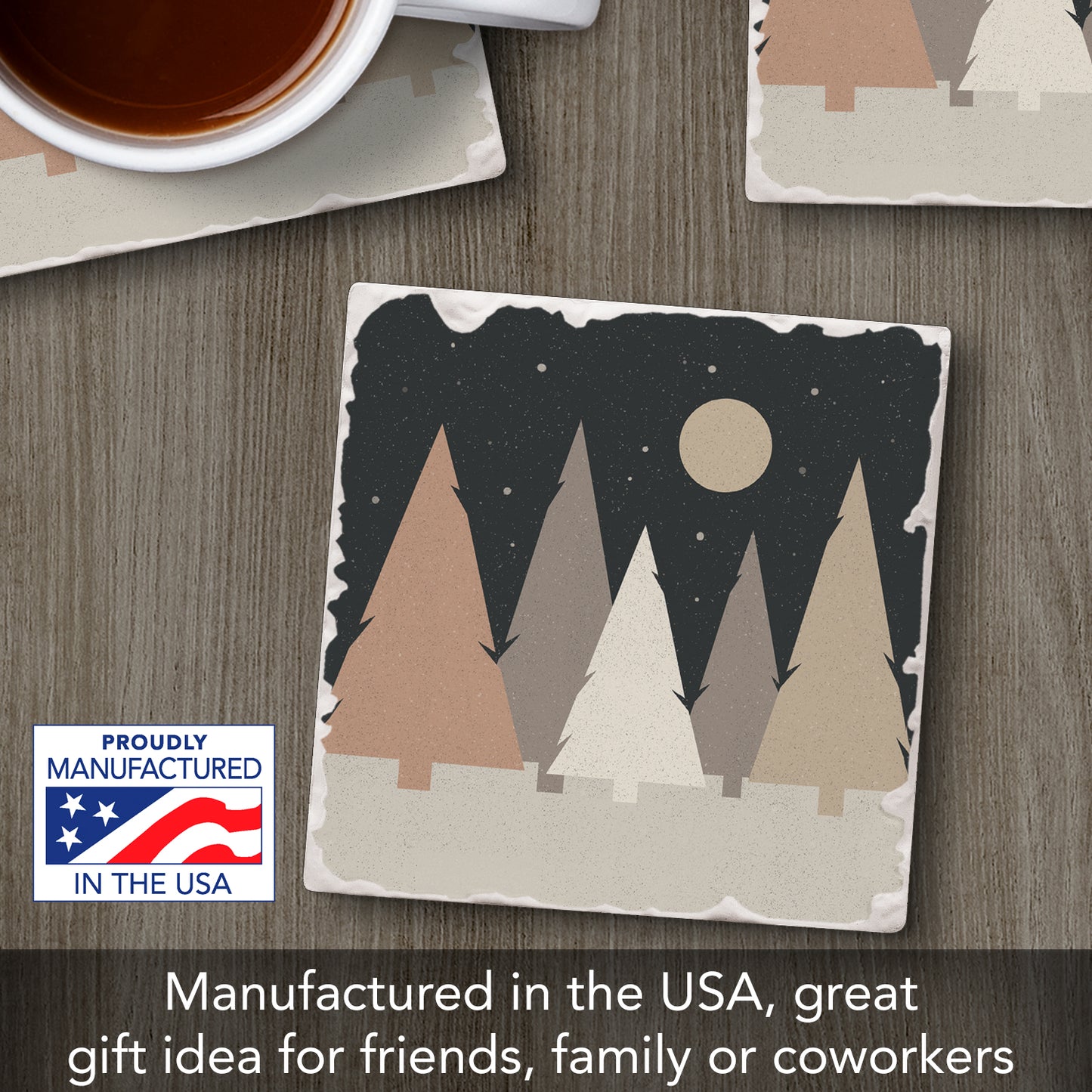 Thirstystone Holiday Trees Single Tumbled Tile Coaster Manufactured in The USA Decorative, Stylish, Craft Your Own Collection