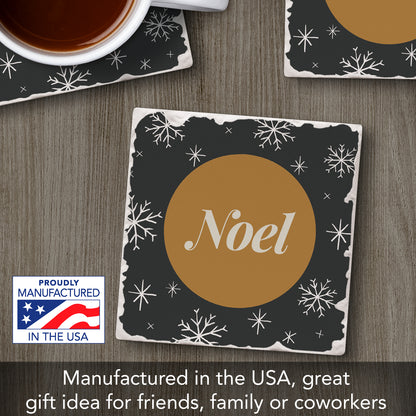 Thirstystone Festive Winter Gatherings Single Tumbled Tile Coasters Manufactured in The USA Decorative, Stylish, Craft Your Own Collection (Golden Noel)