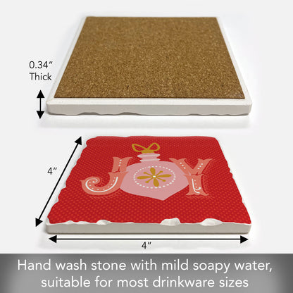 Thirstystone Joy Ornament Single Absorbent Stone Coaster with Protective Cork Backing Manufactured in The USA 4" Square, Artistic, Easily Wipes Clean