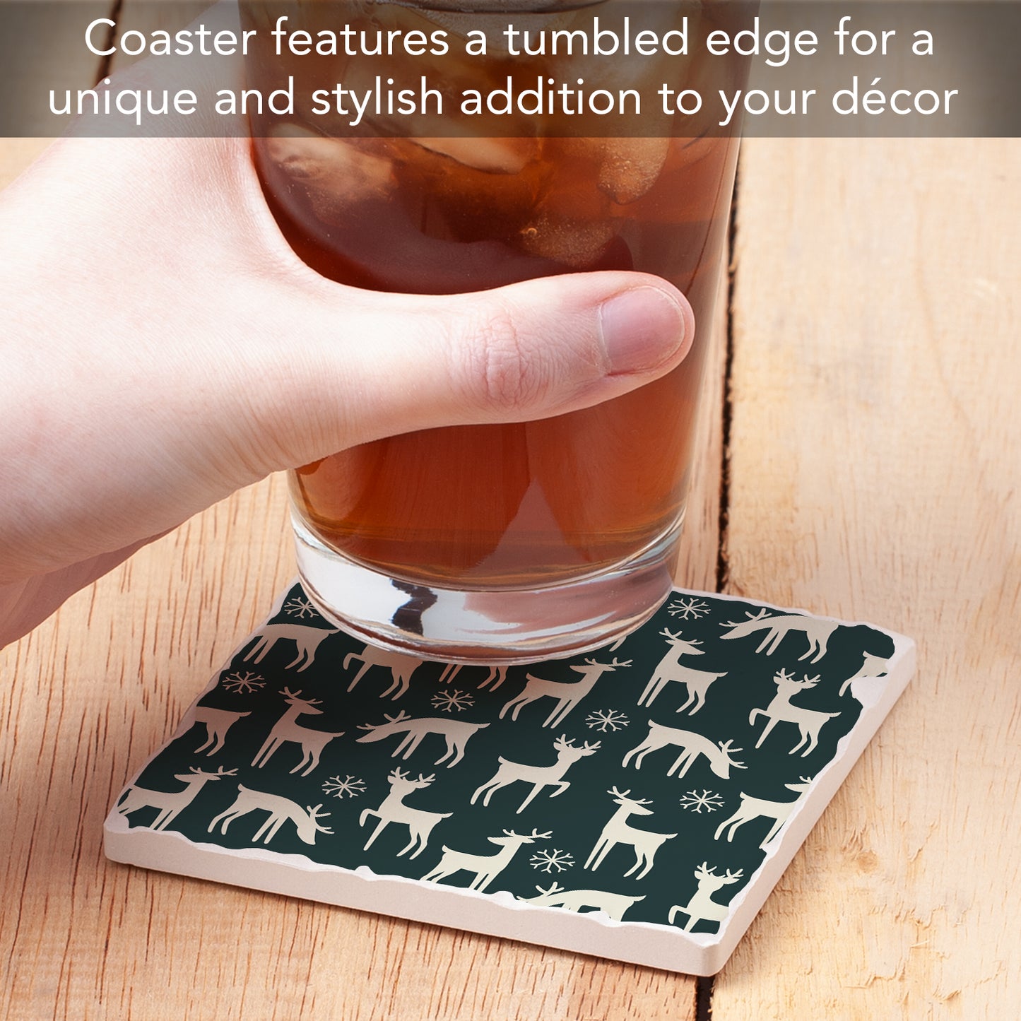 Thirstystone Reindeer Games Single Tumbled Tile Coasters Manufactured in The USA Decorative, Stylish, Craft Your Own Collection