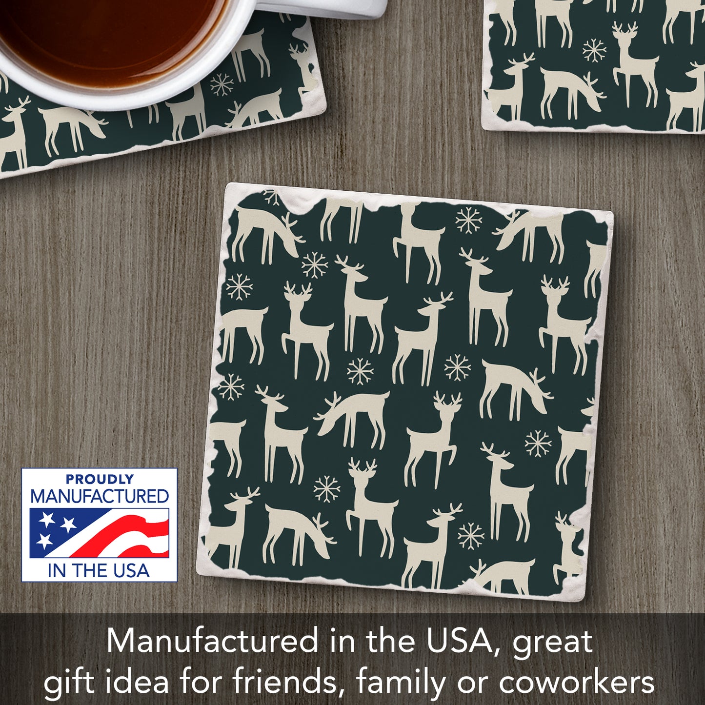 Thirstystone Reindeer Games Single Tumbled Tile Coasters Manufactured in The USA Decorative, Stylish, Craft Your Own Collection