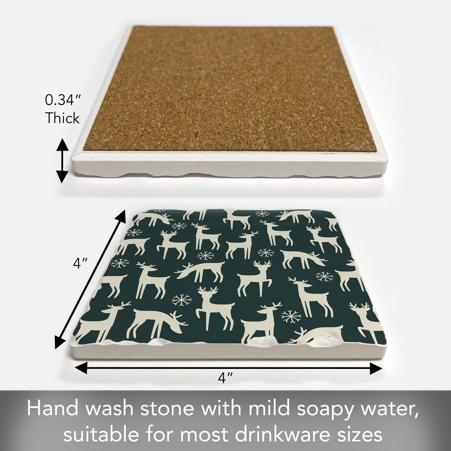 Thirstystone Reindeer Games Single Tumbled Tile Coasters Manufactured in The USA Decorative, Stylish, Craft Your Own Collection