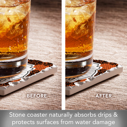 Thirstystone Happy Haunting Single Tumbled Tile Stone Coaster with Protective Cork Backing Manufactured in The USA 4" Square, Colorful, Artistiic, Easily Wipes Clean