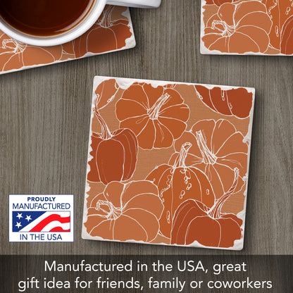 Thirstystone Pumpkins Single Tumbled Tile Stone Coaster with Protective Cork Backing Manufactured in The USA 4" Square, Colorful, Artistiic, Easily Wipes Clean