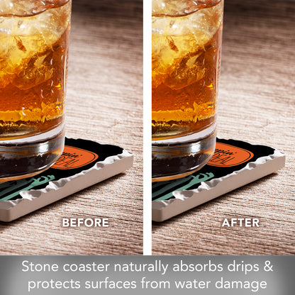 Thirstystone Creepin It Real Single Tumbled Tile Stone Coaster with Protective Cork Backing Manufactured in The USA 4" Square, Colorful, Artistiic, Easily Wipes Clean