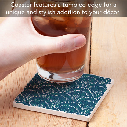Thirstystone Shell Sketch Single Tumbled Tile Stone Coaster with Protective Cork Backing Manufactured in The USA 4" Square, Colorful, Artistiic, Easily Wipes Clean