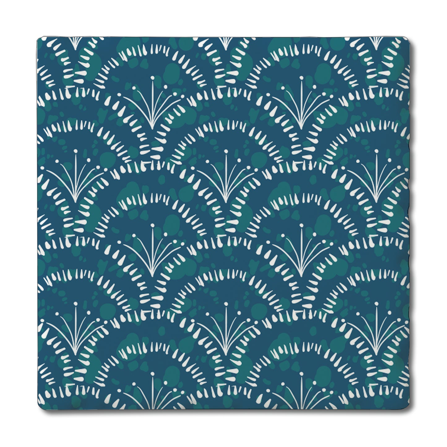 Thirstystone Shell Sketch Single Tumbled Tile Stone Coaster with Protective Cork Backing Manufactured in The USA 4" Square, Colorful, Artistiic, Easily Wipes Clean
