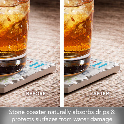 Thirstystone Beach House Single Tumbled Tile Stone Coaster with Protective Cork Backing Manufactured in The USA 4" Square, Artistic, Easily Wipes Clean