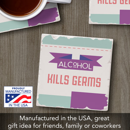 Thirstystone Alcohol Kills Germs Single Tumbled Tile Stone Coaster with Protective Cork Backing Manufactured in The USA 4" Square, Artistic, Easily Wipes Clean
