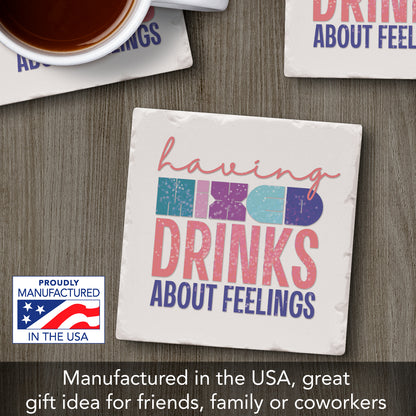 Thirstystone Mixed Drinks Single Tumbled Tile Stone Coaster with Protective Cork Backing Manufactured in The USA 4" Square, Artistic, Easily Wipes Clean