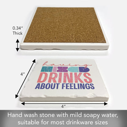 Thirstystone Mixed Drinks Single Tumbled Tile Stone Coaster with Protective Cork Backing Manufactured in The USA 4" Square, Artistic, Easily Wipes Clean