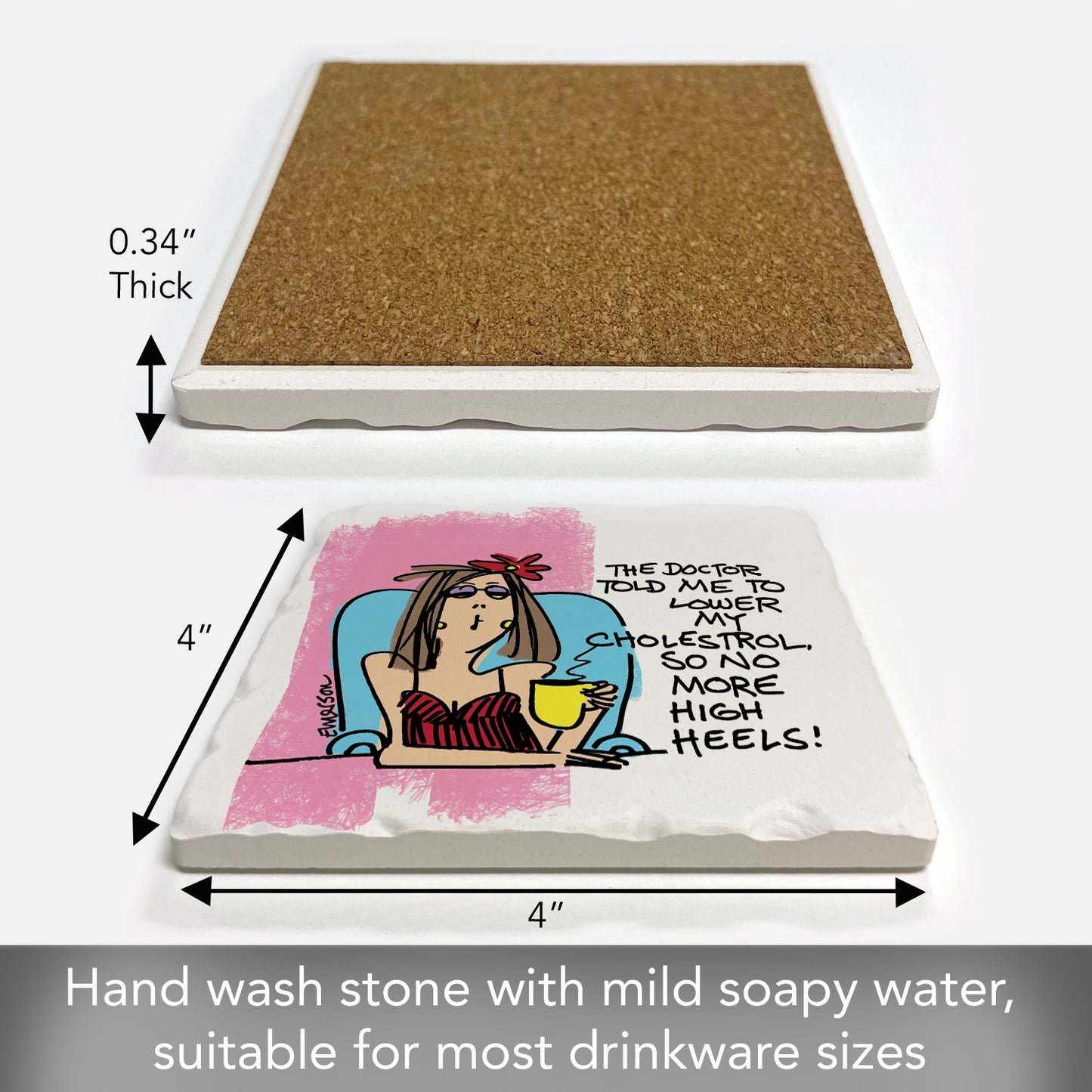 Thirstystone High Heels Single Tumbled Tile Stone Coaster Manufactured in The USA Humorous, Stylish, Single Coasters Allow You to Create Own Set