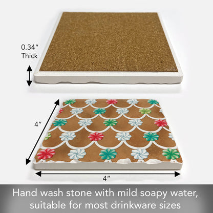 Thirstystone Gingerbread Rooftop Single Tumbled Tile Stone Coaster with Protective Cork Backing Manufactured in The USA 4" Square, Artistic, Easily Wipes Clean