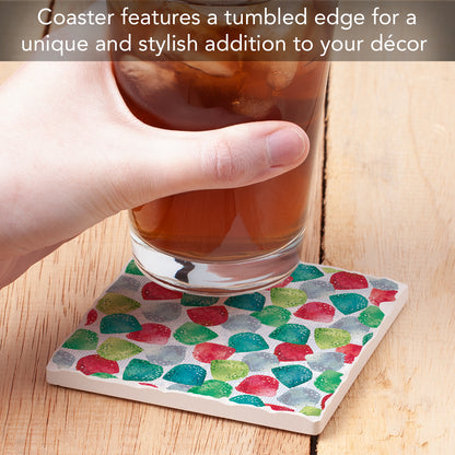 Thirstystone Gumdrops Single Tumbled Tile Stone Coaster with Protective Cork Backing Manufactured in The USA 4" Square, Artistic, Easily Wipes Clean