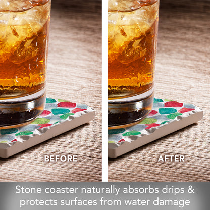 Thirstystone Gumdrops Single Tumbled Tile Stone Coaster with Protective Cork Backing Manufactured in The USA 4" Square, Artistic, Easily Wipes Clean