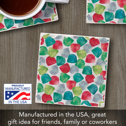 Thirstystone Gumdrops Single Tumbled Tile Stone Coaster with Protective Cork Backing Manufactured in The USA 4" Square, Artistic, Easily Wipes Clean