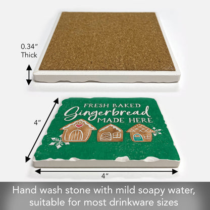 Thirstystone Fresh Baked Gingerbread Single Tumbled Tile Stone Coaster with Protective Cork Backing Manufactured in The USA 4" Square, Artistic, Easily Wipes Clean