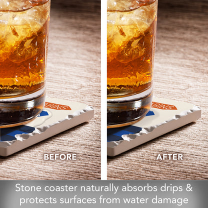 Thirstystone Lodge Directions Single Absorbent Stone Coaster with Protective Cork Backing Manufactured in The USA 4" Square, Artistic, Easily Wipes Clean