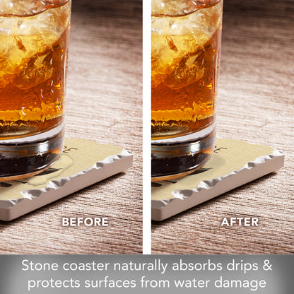 Thirstystone Adventure Awaits Single Tumbled Tile Stone Coaster with Protective Cork Backing Manufactured in The USA 4" Square, Artistic, Easily Wipes Clean