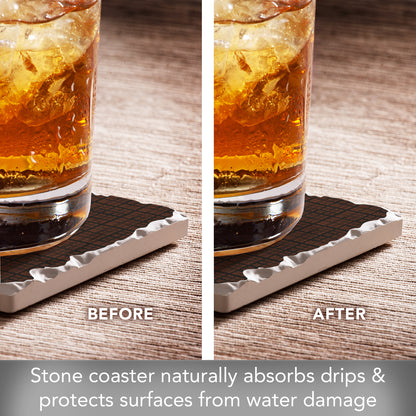 Thirstystone Bear Paw Single Tumbled Tile Stone Coaster with Protective Cork Backing Manufactured in The USA 4" Square, Artistic, Easily Wipes Clean