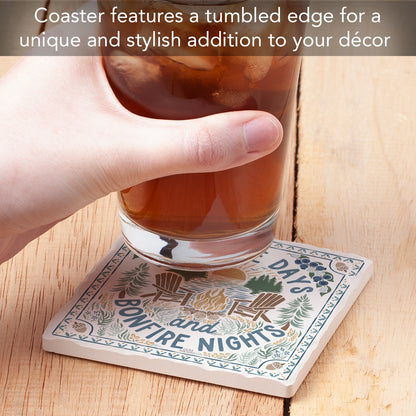 Thirstystone Lakeside Days Single Tumbled Tile Stone Coaster with Protective Cork Backing Manufactured in The USA 4" Square