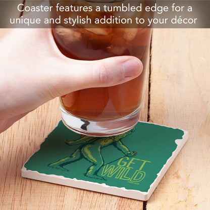 Thirstystone Get Wild Single Tumbled Tile Stone Coaster with Protective Cork Backing Manufactured in The USA 4" Square