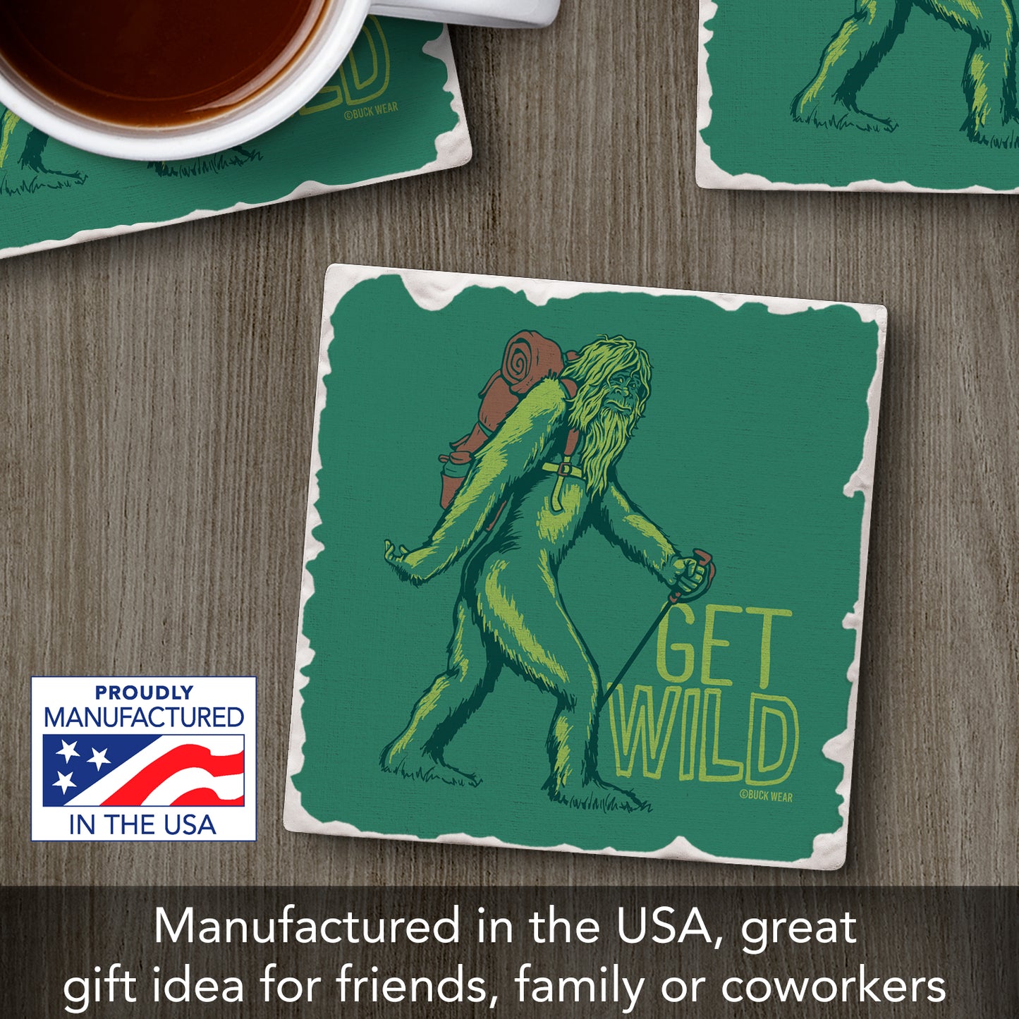 Thirstystone Get Wild Single Tumbled Tile Stone Coaster with Protective Cork Backing Manufactured in The USA 4" Square