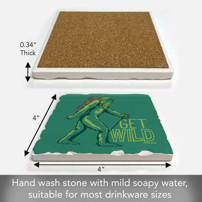 Thirstystone Get Wild Single Tumbled Tile Stone Coaster with Protective Cork Backing Manufactured in The USA 4" Square