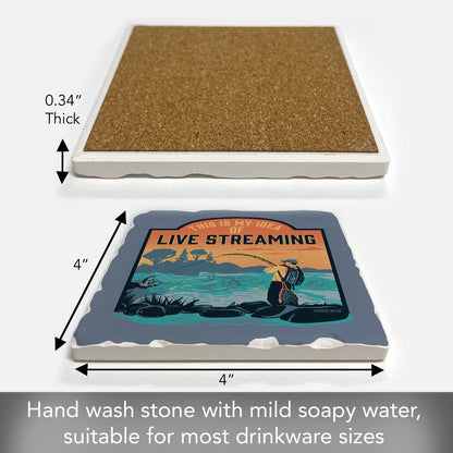 Thirstystone Live Streaming Single Tumbled Tile Stone Coaster with Protective Cork Backing Manufactured in The USA 4" Square