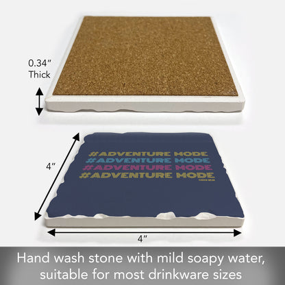 Thirstystone Adventure Mode Single Tumbled Tile Stone Coaster with Protective Cork Backing Manufactured in The USA 4" Square