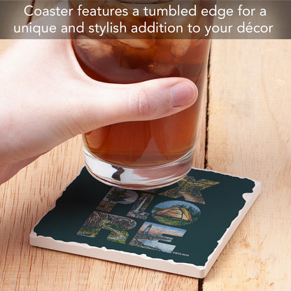 Thirstystone Explore Single Tumbled Tile Stone Coaster with Protective Cork Backing Manufactured in The USA 4" Square