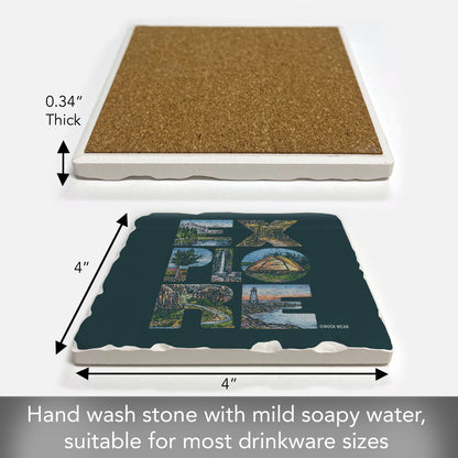 Thirstystone Explore Single Tumbled Tile Stone Coaster with Protective Cork Backing Manufactured in The USA 4" Square