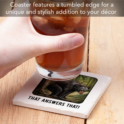 Thirstystone That Answers That Single Tumbled Tile Stone Coaster with Protective Cork Backing Manufactured in The USA 4" Square