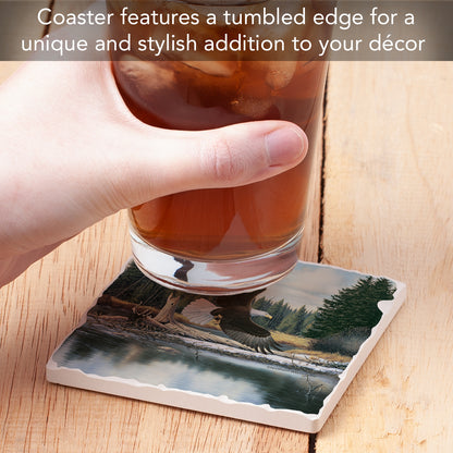 Thirstystone Eagle Spirit Single Tumbled Tile Stone Coaster Manufactured in the USA 4" Square