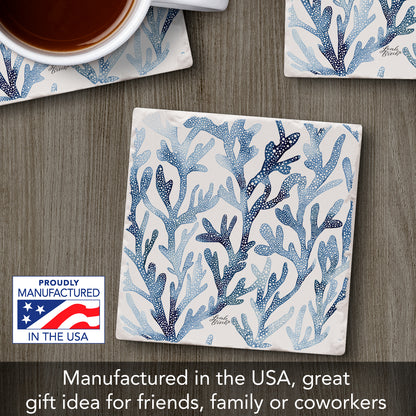Thirstystone Ocean Coral Single Tumbled Tile Stone Coaster Manufactured in The USA 4" Square