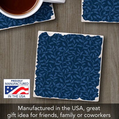 Thirstystone Indigo Sea Single Tumbled Tile Stone Coaster with Protective Cork Backing Manufactured in The USA 4" Square, Colorful, Artistiic, Easily Wipes Clean