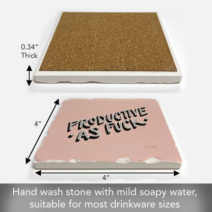 Thirstystone Productive Single Tumbled Tile Stone Coaster with Protective Cork Backing Manufactured in The USA 4" Square, Colorful, Artistiic, Easily Wipes Clean