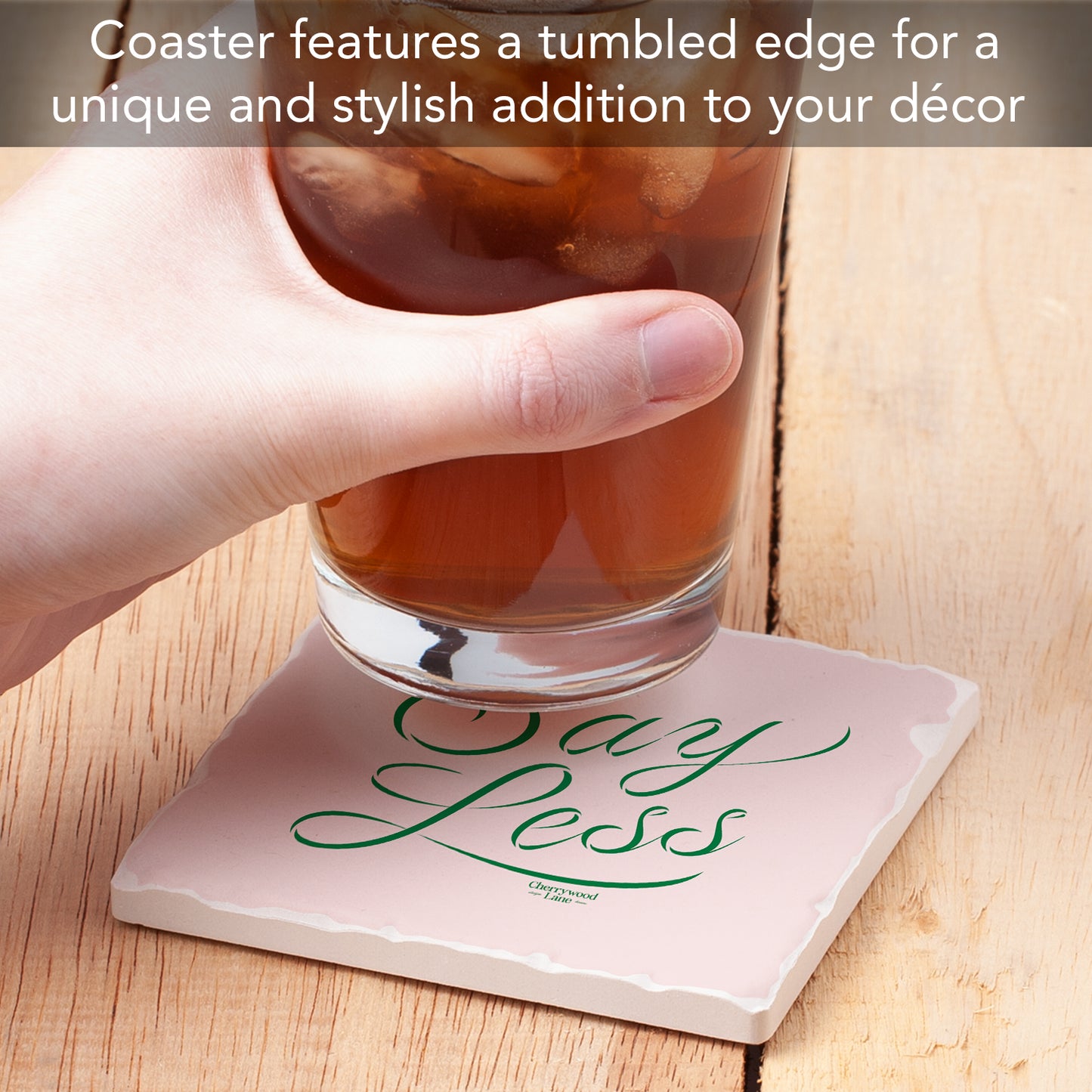 Thirstystone Say Less Single Tumbled Tile Stone Coaster with Protective Cork Backing Manufactured in The USA 4" Square, Colorful, Artistic, Easily Wipes Clean