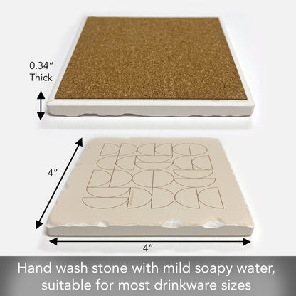 Thirstystone Mocha Moon Single Tumbled Tile Stone Coaster with Protective Cork Backing Manufactured in The USA 4" Square, Colorful, Artistiic, Easily Wipes Clean