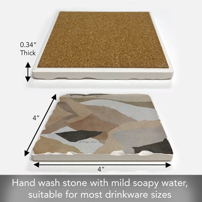 Thirstystone Mocha Abstract Single Tumbled Tile Stone Coaster with Protective Cork Backing Manufactured in The USA 4" Square, Colorful, Artistiic, Easily Wipes Clean