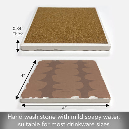 Thirstystone Mocha Pebbles Single Tumbled Tile Stone Coaster with Protective Cork Backing Manufactured in The USA 4" Square, Colorful, Artistiic, Easily Wipes Clean