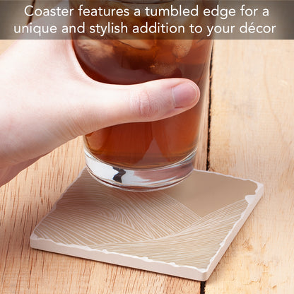 Thirstystone Mocha Zen Single Tumbled Tile Stone Coaster with Protective Cork Backing Manufactured in The USA 4" Square, Colorful, Artistiic, Easily Wipes Clean