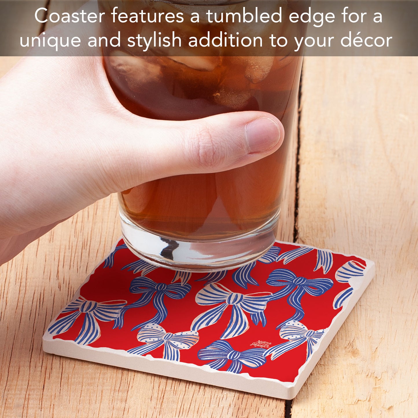 Thirstystone Americana Bows Single Tumbled Tile Coaster 4" Square Manufactured in the USA Create Your Own Set