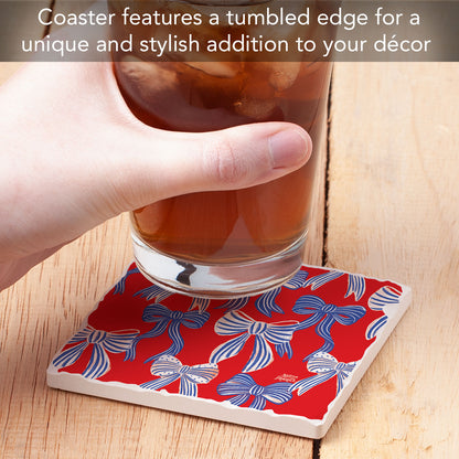 Thirstystone Americana Bows Single Tumbled Tile Coaster 4" Square Manufactured in the USA Create Your Own Set