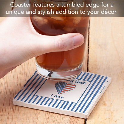 Thirstystone USA Cuties-Heart Single Tumbled Tile Coaster 4" Square Manufactured in the USA Create Your Own Set