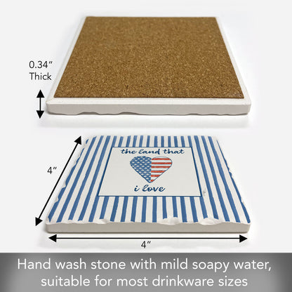 Thirstystone USA Cuties-Heart Single Tumbled Tile Coaster 4" Square Manufactured in the USA Create Your Own Set