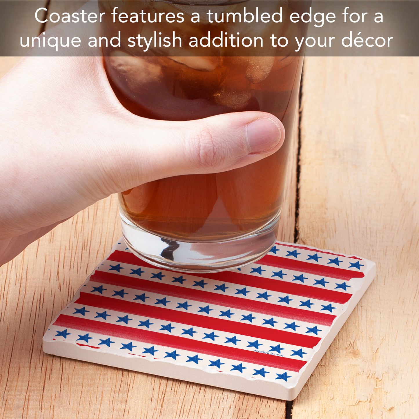 Thirstystone Star Stripe Single Tumbled Tile Coaster 4" Square Manufactured in the USA Create Your Own Set